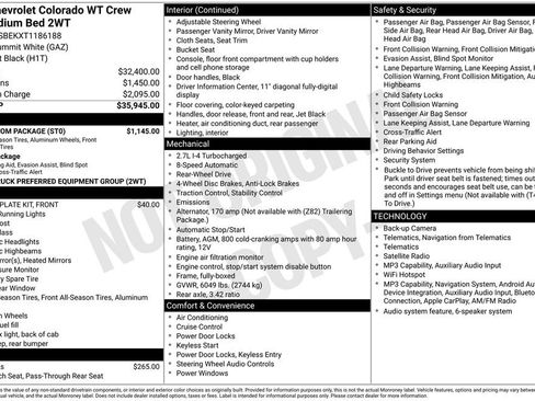 Used 2026 Chevrolet Colorado W/T w/ WT Custom Package RWD image 5