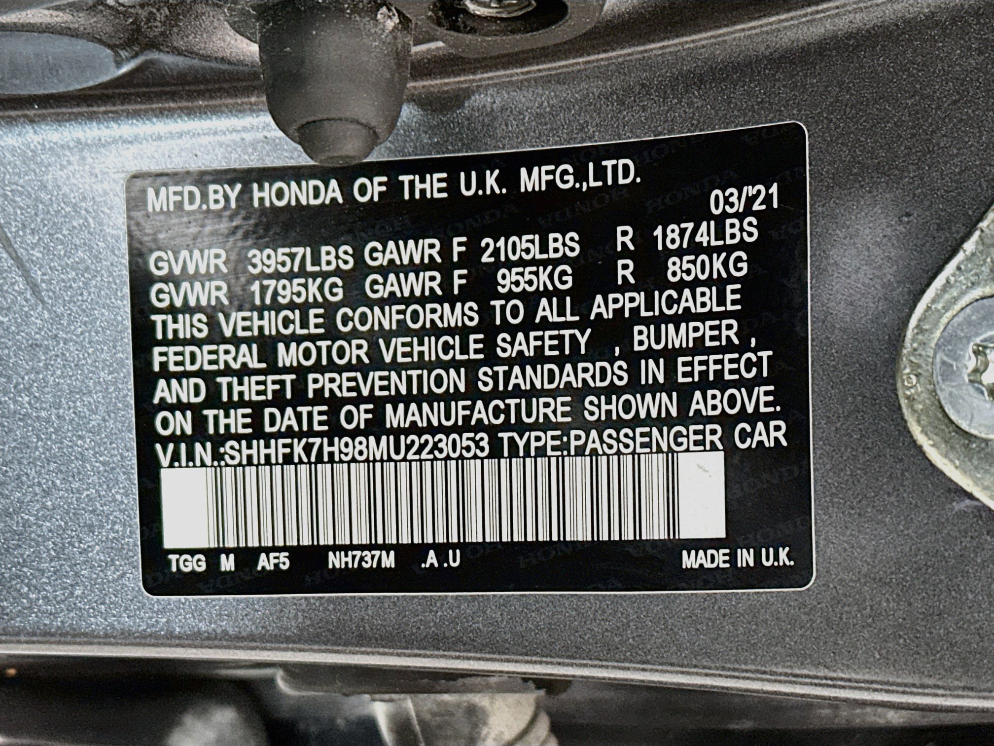 Used 2021 Honda Civic Sport Touring image 32