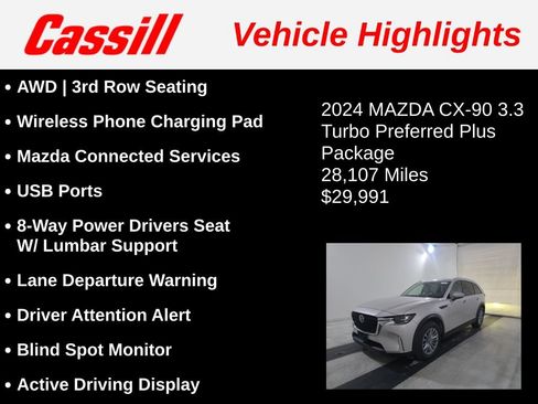 Used 2024 MAZDA CX-90 3.3 Turbo w/ Preferred Plus AWD/4WD image 3