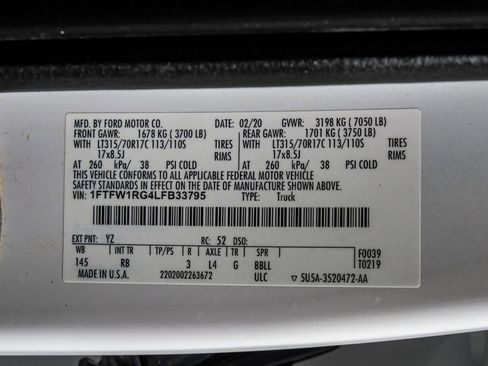 Used 2020 Ford F150 Raptor w/ Equipment Group 802A Luxury image 59