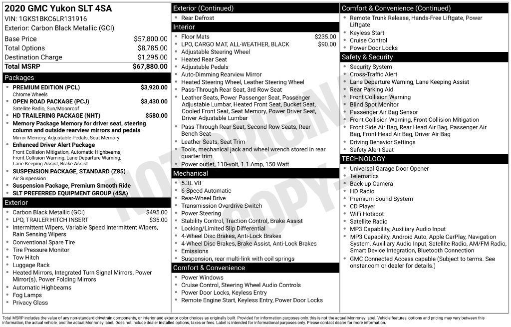 Used 2020 GMC Yukon SLT w/ Premium Edition RWD image 2
