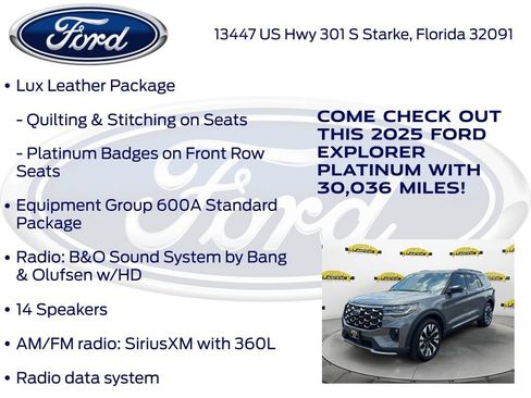 Certified 2025 Ford Explorer Platinum w/ LUX Leather Package AWD/4WD image 22