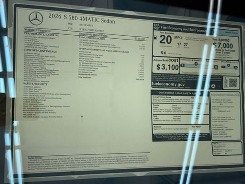 New 2026 Mercedes-Benz S 580 4MATIC Sedan image 33