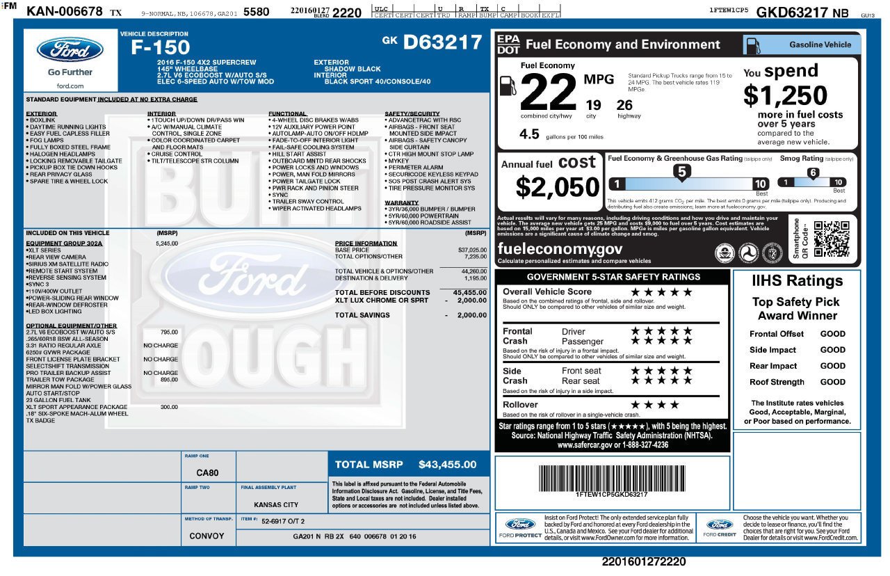 Used 2016 Ford F150 XLT w/ Equipment Group 302A Luxury RWD image 28