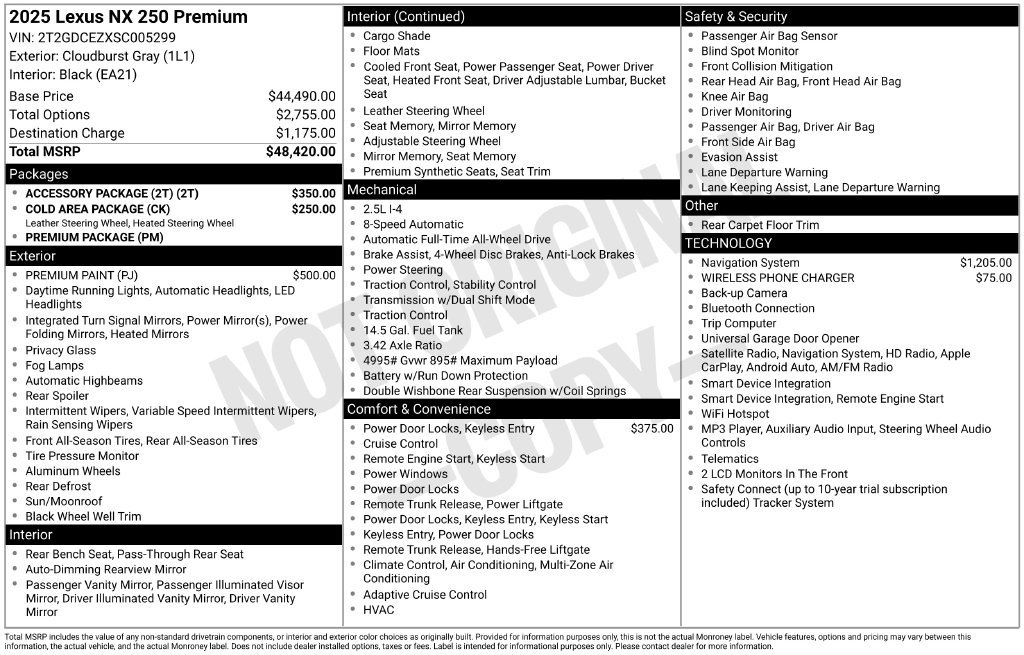 Used 2025 Lexus NX 250 AWD w/ Accessory Package (2T) image 2