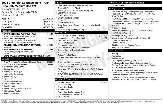 Used 2024 Chevrolet Colorado W/T w/ WT Convenience Package II AWD/4WD image 20