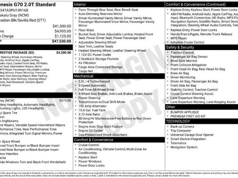 Used 2023 Genesis G70 2.0T w/ Sport Prestige Package image 2