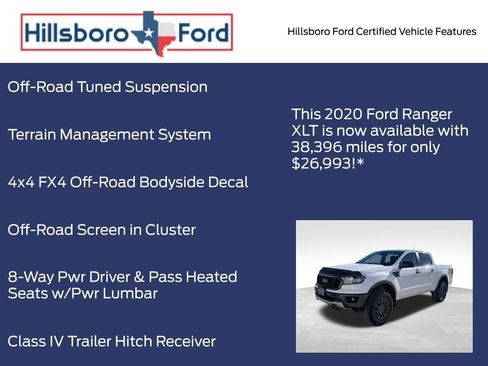 Certified 2020 Ford Ranger XLT w/ Equipment Group 302A Luxury image 17