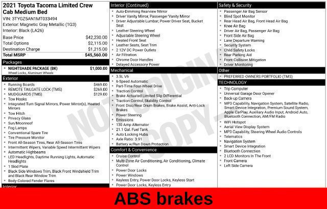Used 2021 Toyota Tacoma Limited w/ Nightshade Package AWD/4WD image 32