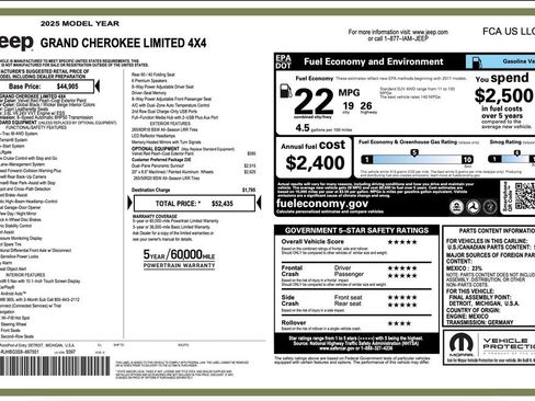 Certified 2025 Jeep Grand Cherokee Limited AWD/4WD image 2