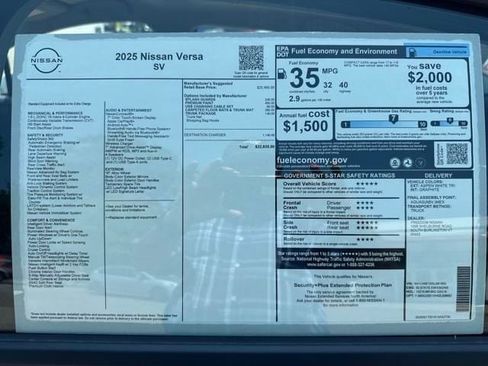 New 2025 Nissan Versa SV w/ Trunk Package image 7