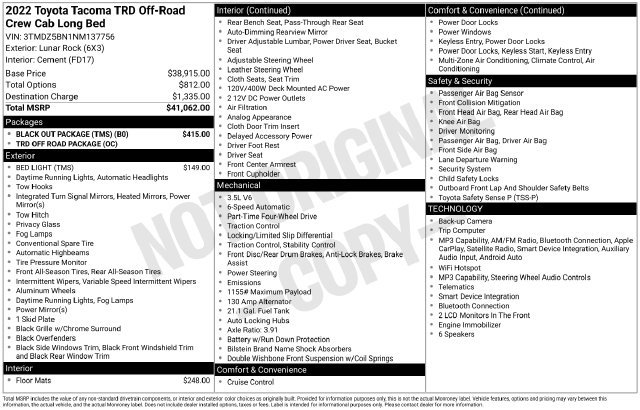 Certified 2022 Toyota Tacoma TRD Off-Road w/ Black Out Package (TMS) AWD/4WD image 32