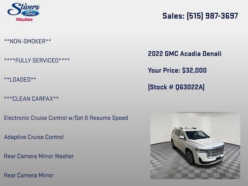 Used 2022 GMC Acadia Denali w/ Denali Technology Package AWD/4WD image 22