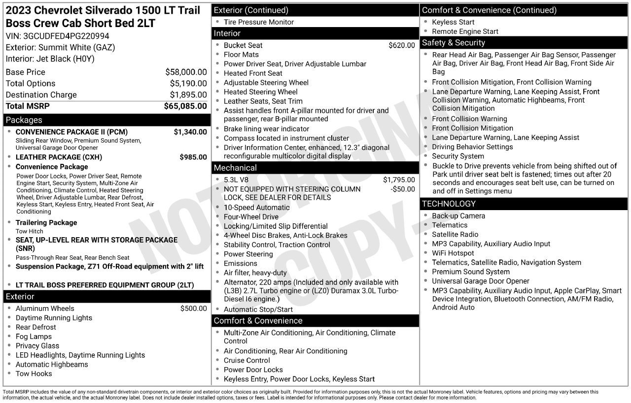 Used 2023 Chevrolet Silverado 1500 LT Trail Boss w/ Convenience Package II AWD/4WD image 27