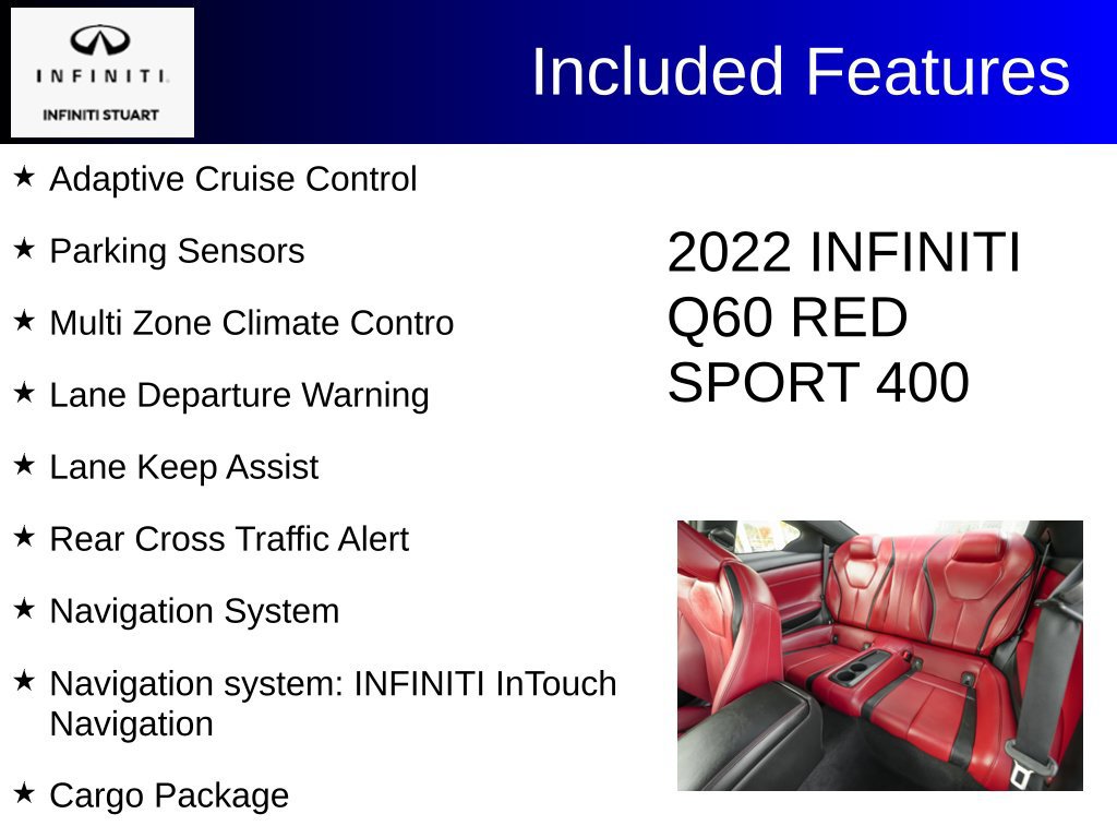 Certified 2022 INFINITI Q60 Red Sport 400 w/ Proactive Package RWD image 3