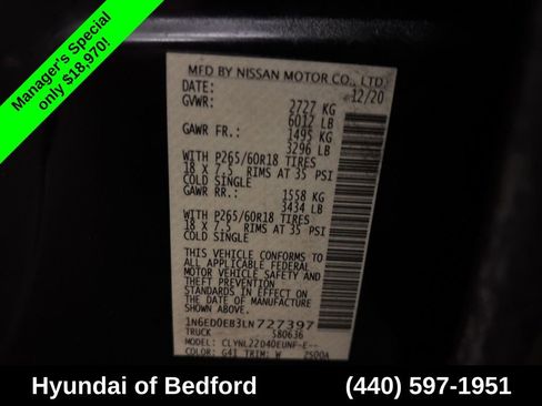 Used 2020 Nissan Frontier SV AWD/4WD image 15
