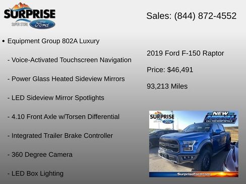 Used 2019 Ford F150 Raptor w/ Equipment Group 802A Luxury AWD/4WD image 12