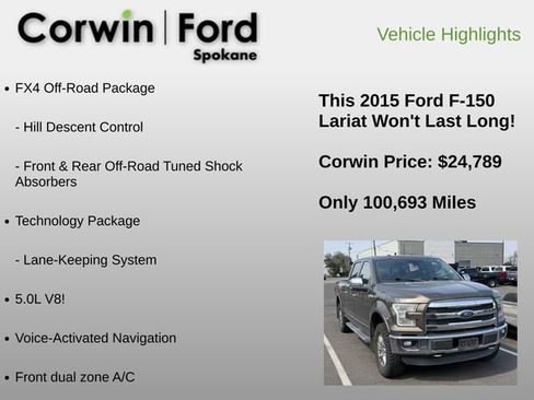 Used 2015 Ford F150 Lariat w/ Equipment Group 502A Luxury AWD/4WD image 14