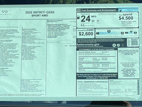 New 2026 INFINITI QX60 Sport w/ Dark Cargo Package image 13