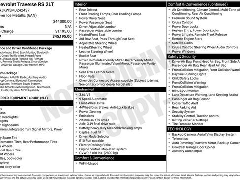 Used 2021 Chevrolet Traverse RS FWD image 58