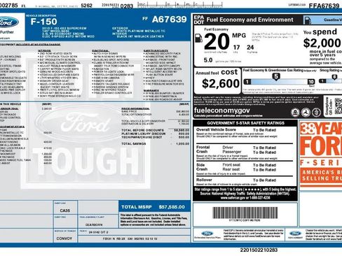 Used 2015 Ford F150 Platinum w/ Equipment Group 701A Luxury RWD image 24