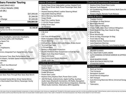 Used 2024 Subaru Forester Touring w/ POP Package 3 AWD/4WD image 38