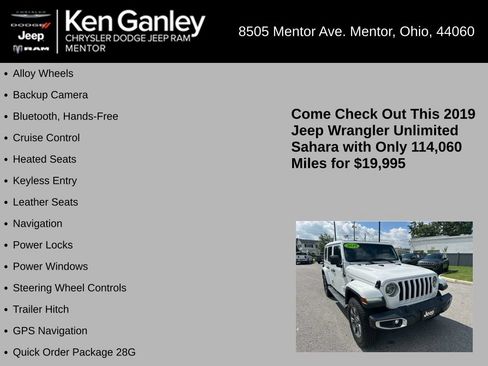 Used 2019 Jeep Wrangler Unlimited Sahara AWD/4WD image 5