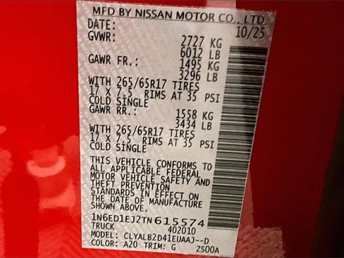 New 2026 Nissan Frontier SV w/ All-Weather Content Package image 35