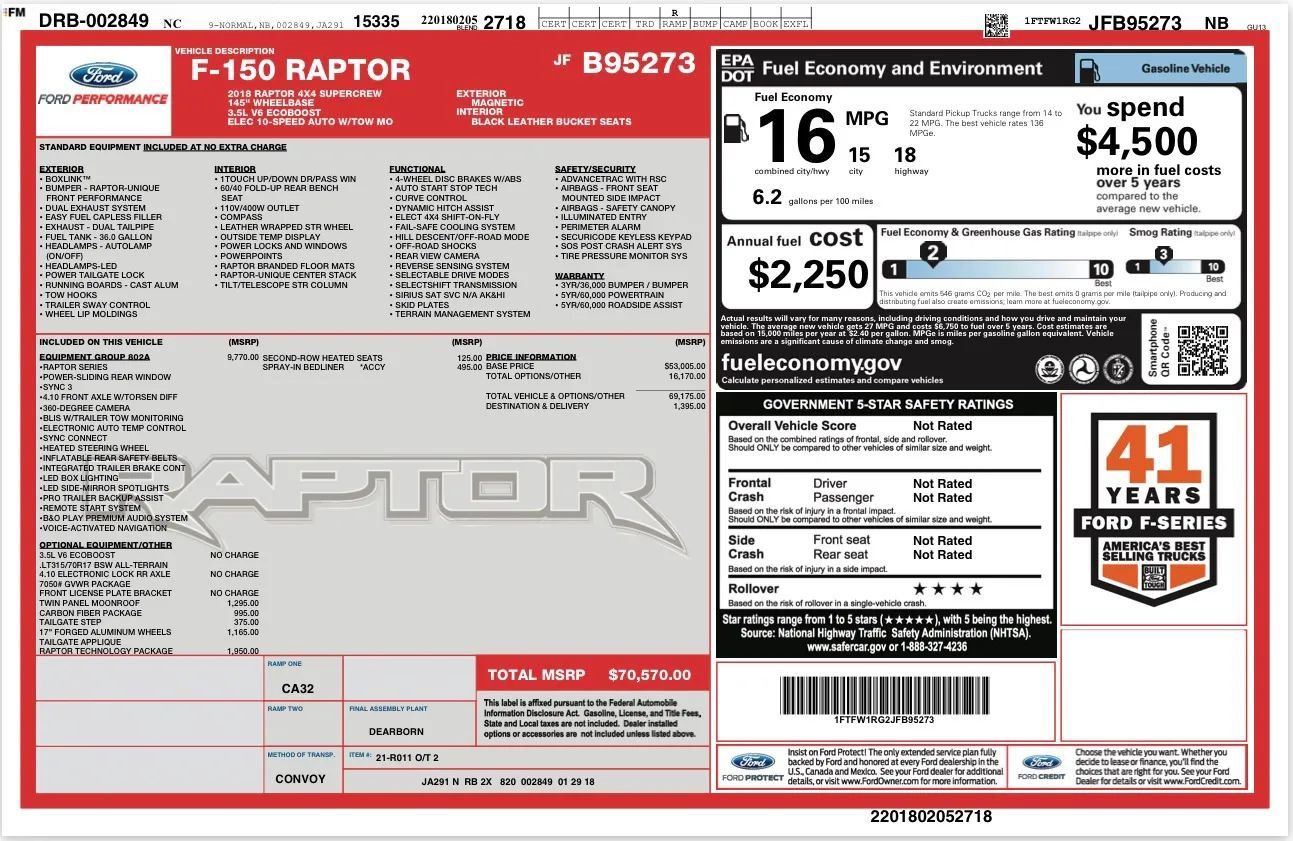 Used 2018 Ford F150 Raptor w/ Equipment Group 802A Luxury AWD/4WD image 27