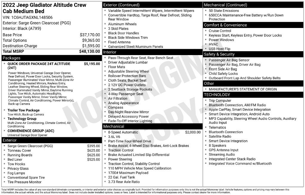 Used 2022 Jeep Gladiator Sport AWD/4WD image 4