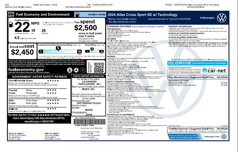 Used 2024 Volkswagen Atlas Cross Sport SE AWD/4WD image 5