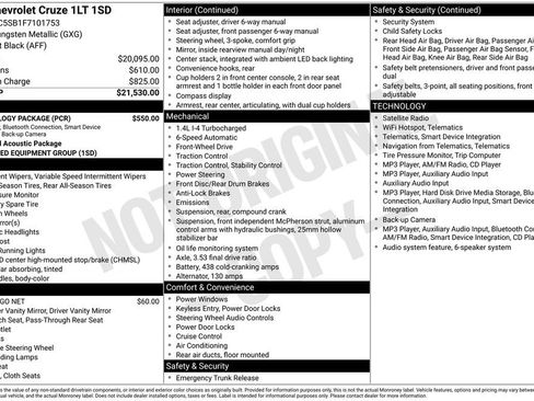 Used 2015 Chevrolet Cruze LT w/ Technology Package FWD image 9
