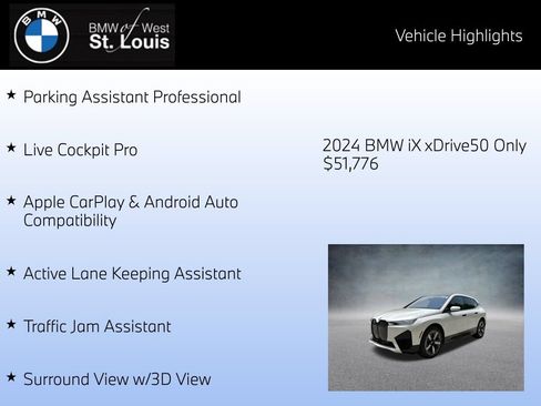 Used 2024 BMW iX xDrive50 w/ Sport Package AWD/4WD image 25