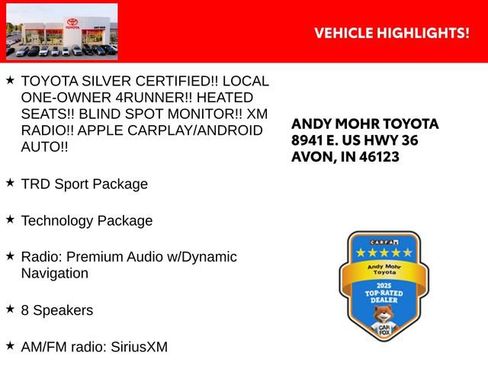 Certified 2022 Toyota 4Runner TRD Sport w/ Technology Package AWD/4WD image 2