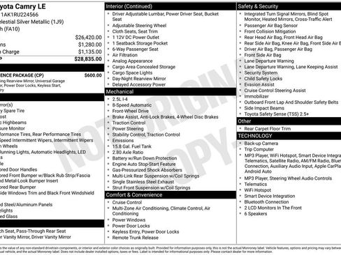 Used 2024 Toyota Camry LE w/ Convenience Package FWD image 2