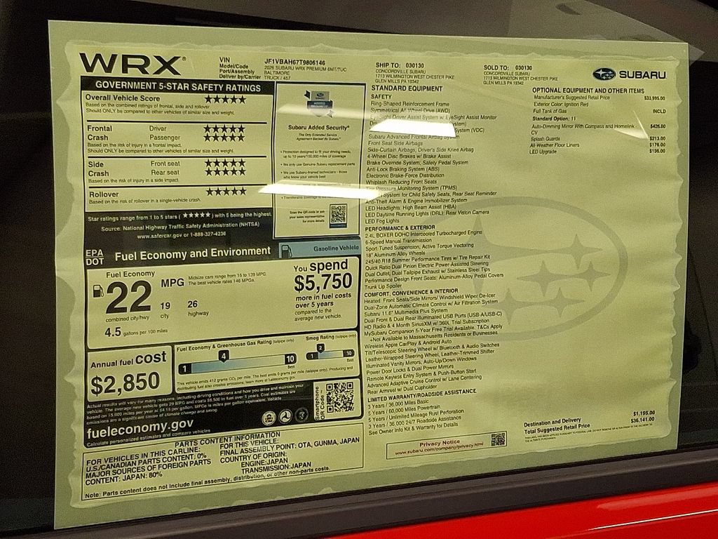 New 2026 Subaru WRX Premium AWD/4WD image 11