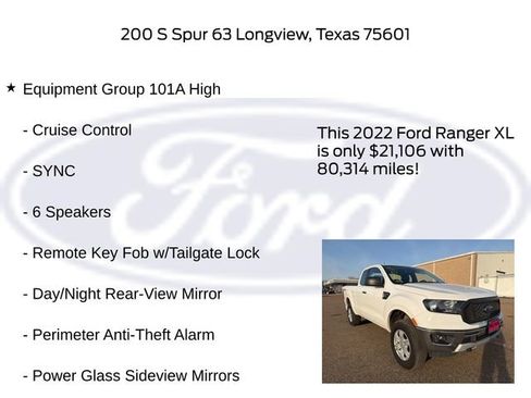 Used 2022 Ford Ranger XL w/ Equipment Group 101A High image 5