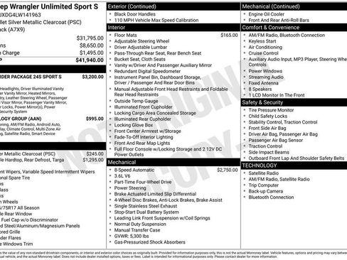 Certified 2020 Jeep Wrangler Unlimited Sport S image 42