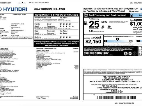 Used 2024 Hyundai Tucson SEL w/ Convenience Package AWD/4WD image 2