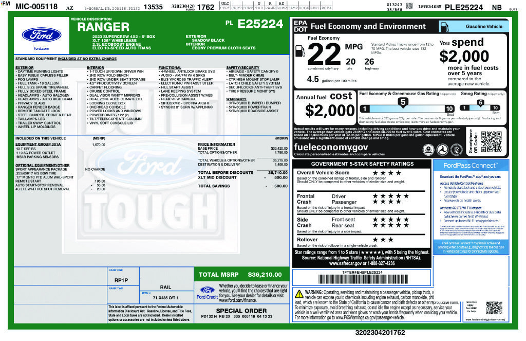 Used 2023 Ford Ranger XLT w/ Equipment Group 301A Mid RWD image 18