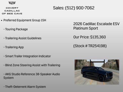 New 2026 Cadillac Escalade ESV Platinum Sport w/ LPO, ONYX Package image 18