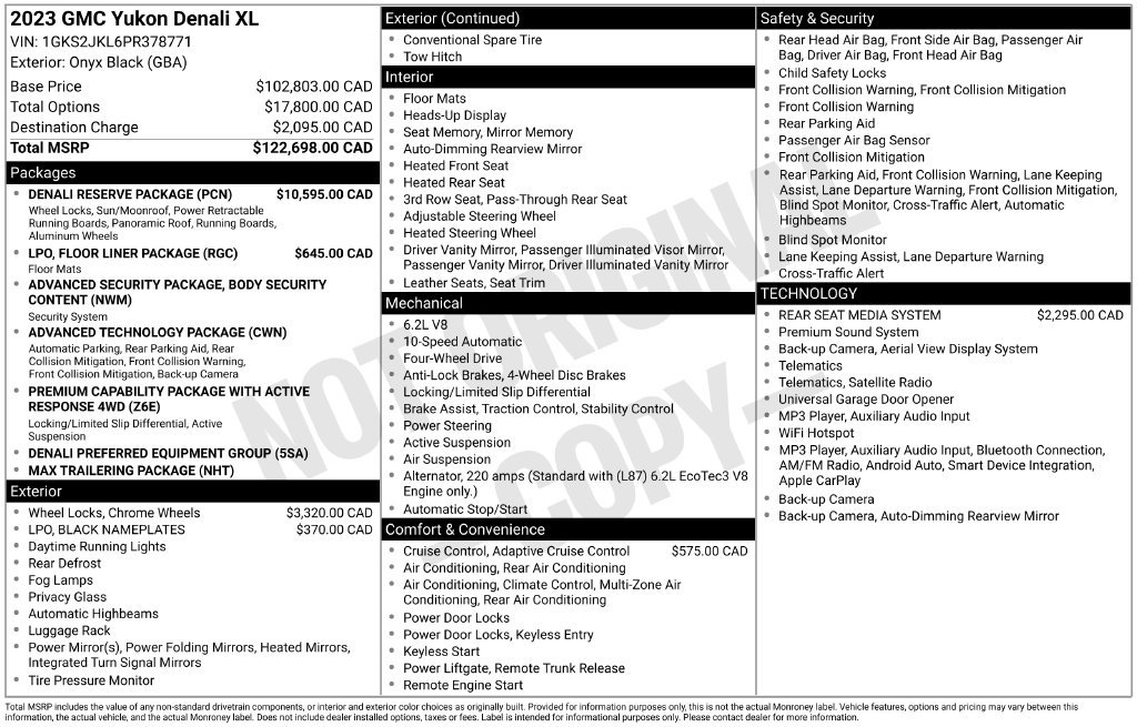 Used 2023 GMC Yukon XL Denali w/ Denali Reserve Package AWD/4WD image 2