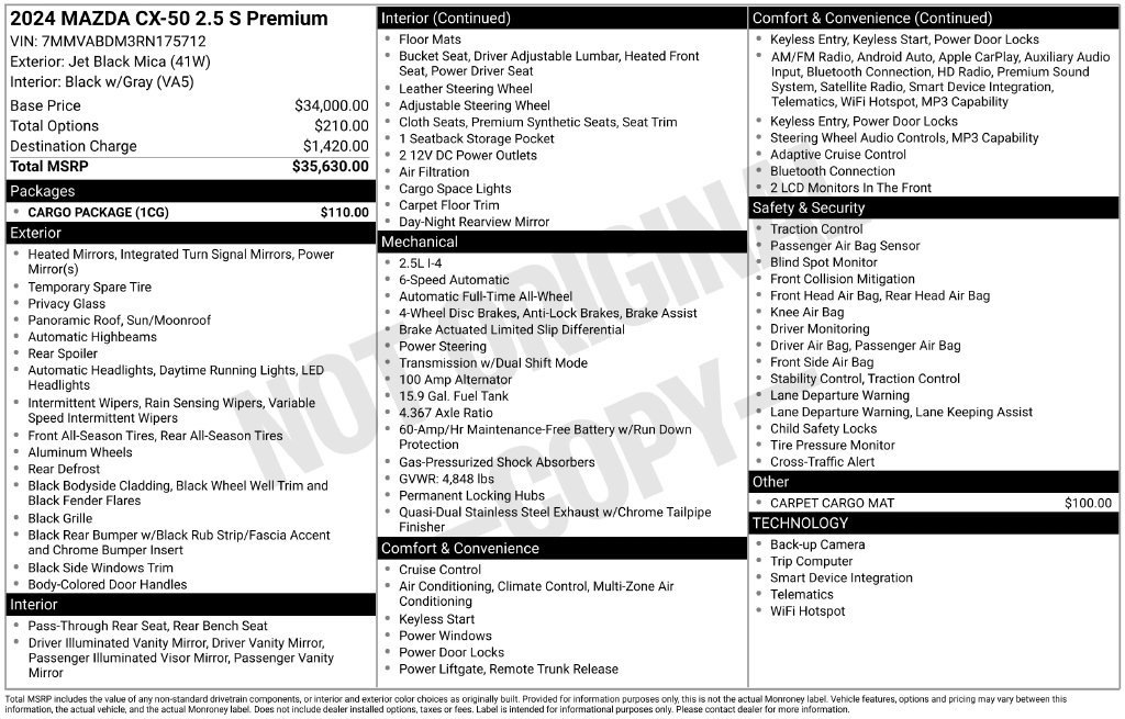 Certified 2024 MAZDA CX-50 AWD 2.5 S w/ Cargo Package image 9