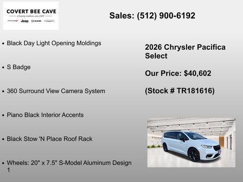 New 2026 Chrysler Pacifica Select w/ S Appearance Package FWD image 18
