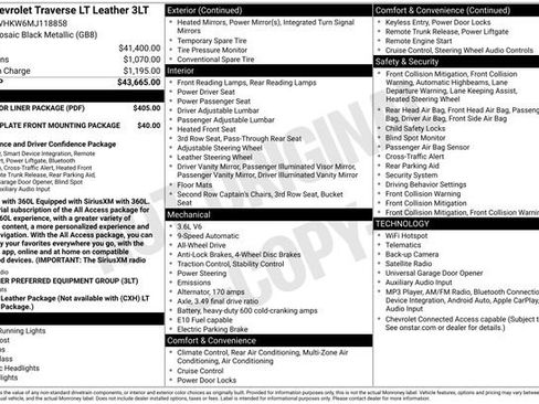 Used 2021 Chevrolet Traverse LT w/ LPO, Floor Liner Package AWD/4WD image 12