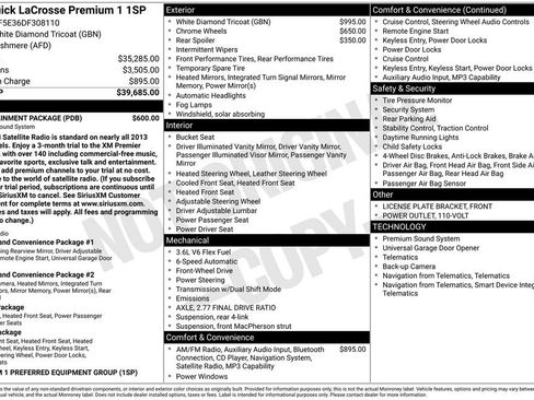 Used 2013 Buick LaCrosse Premium w/ Entertainment Package FWD image 6