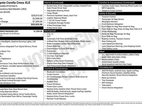 Certified 2023 Toyota Corolla Cross XLE w/ Convenience Package AWD/4WD image 28