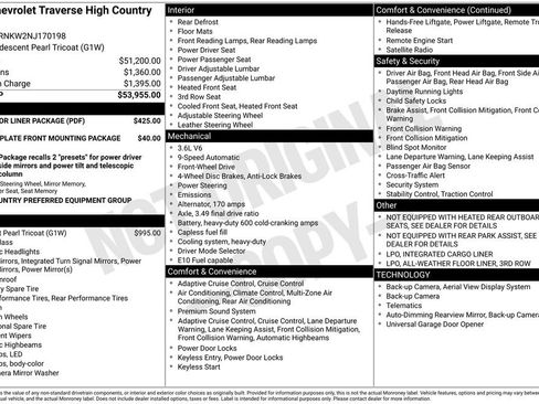 Certified 2022 Chevrolet Traverse High Country w/ LPO, Floor Liner Package FWD image 37