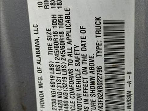 Used 2019 Honda Ridgeline RTL-T image 22