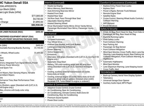 Used 2023 GMC Yukon Denali w/ LPO, Floor Liner Package image 9